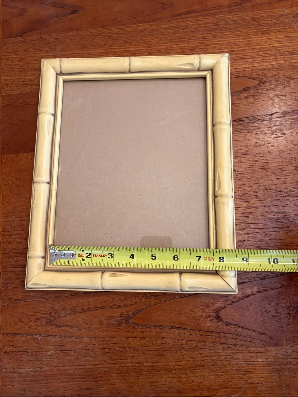 Vintage MCM Faux Bamboo yellow Picture Frame Original Glass 10x12